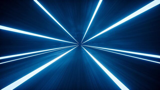Abstract radial light beams with white streaks and dark background