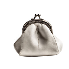 A small vintage coin purse with clasp closure isolated on a empty plain background