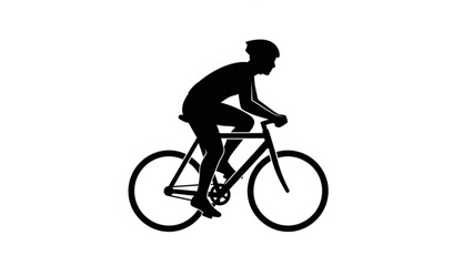 Fototapeta premium Silhouette of a person riding a bicycle in a simple black icon