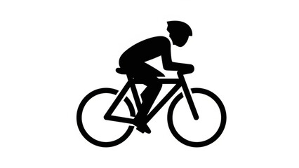 Fototapeta premium A black silhouette of a cyclist riding a bicycle with a helmet