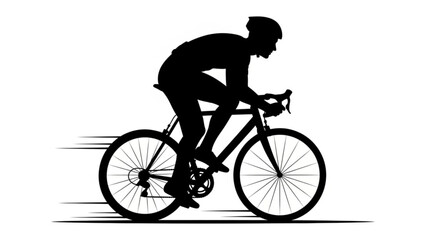 Naklejka premium Silhouette of a cyclist riding a bicycle with motion lines