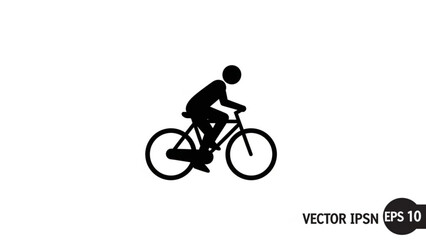 Black silhouette of a person riding a bicycle on a in a vector format