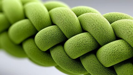 Close-up view of intricately woven green rope showcasing detailed braiding and texture progression, highlighting craftsmanship and material quality in a visually engaging manner