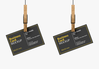 Business Card Mockup on Сlothespin