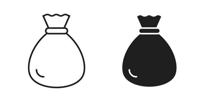 Trash bag icons. Outline icons vector collection. flat illustrations