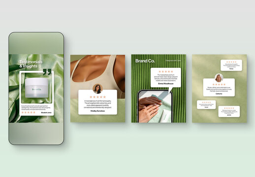 Testimonials Template for Product & Customer Testimonials, Reviews & Star Ratings with Comments, Social Media Post Layout
