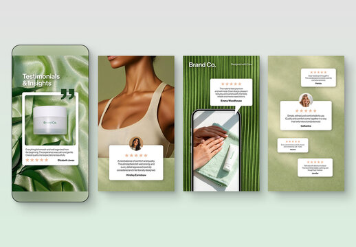 Testimonials Template for Product & Customer Testimonials, Reviews & Star Ratings with Comments, Social Media Story Layout
