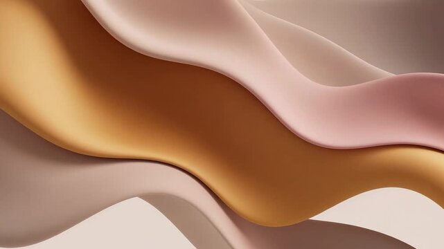 Abstract smooth layered wave with warm earth tone colors flowing on clean background, modern fluid shape design expressing harmony, luxury, wellness, minimal style, and contemporary organic aesthetic.