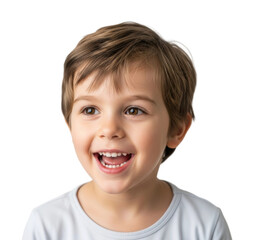 Joyful child laughing indoors candid portrait bright atmosphere isolated on transparent background