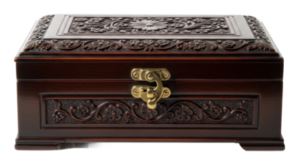 Crafted wooden jewelry box artisan workshop product elegance isolated on transparent background