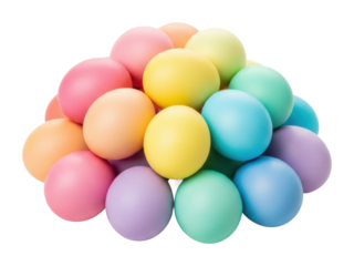 Colorful easter eggs piled together festive bright environment isolated on transparent background