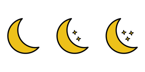 Obraz premium Three crescent moons with stars