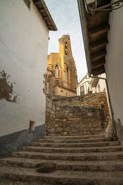 Morella Basilica of Santa Maria la Major bell tower rising