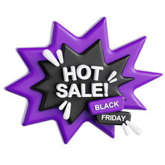 Hot Sale Black Friday 3D icon shopping discount promotion banner burst purple graphic element