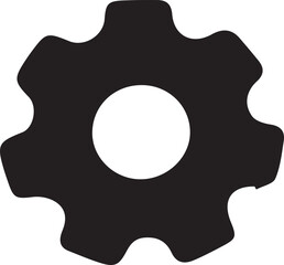 Settings Gear Icon, Configuration and System Control Symbol in Solid Black Style