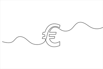 Obraz premium Currency sign euro icon in single line art style minimalist outline vector illustration isolated