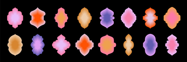 Islamic shape set with Beautiful gradient effect. Arabic arch collection