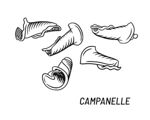 Campanelle Pasta vector illustration. Hand drawn sketch design element.