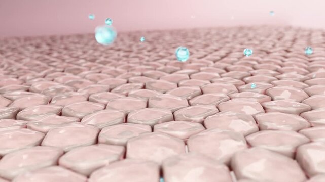 Skin cells lose moisture, causing dry, blotchy and sagging skin, wrinkles and ages appear, facial skin becomes dehydrated. Anti-wrinkle and anti-aging, skin care beauty solution, cosmetic ads, 3D.