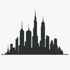 Obraz premium Silhouette of city skyline with various tall buildings, showcasing modern architecture. Suitable for themes of urban development, city life, or architectural design.