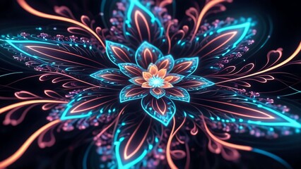 Neon Mandala Flower Pattern