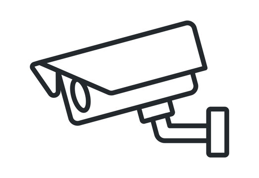 A modern security camera icon, symbolizing surveillance and safety in a minimalist design.