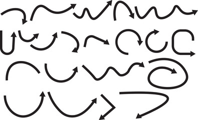 Collection of various squiggly lines and arrows