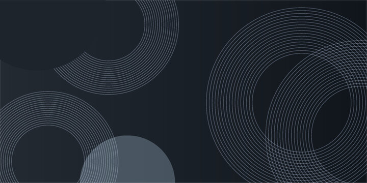 Black abstract background design. Modern wavy line pattern (guilloche curves) in monochrome colors. Premium stripe texture for banner, business background. Dark horizontal vector template