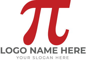 Red pi symbol logo vector for mathematics, STEM education, or academic branding