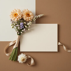 Minimal flower bouquet with blank greeting card