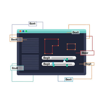 User Interface Design Mockup with Shapes and Sliders