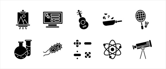 Universal school education icons for science social studies language and arts subjects © Dhani