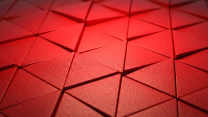 Modern Abstract Red Geometric Pattern Design with Dynamic 3D Triangles and Vivid Lighting