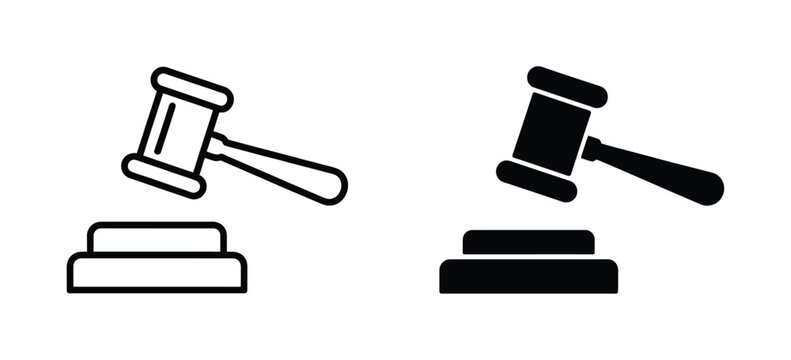 Gavel set icons. Judge gavels collection flat icon. Auction hammer icon. Gavel icon in different style. Court tribunal symbol - stock vector. gavel icon illustration for law and justice symbol eps 10