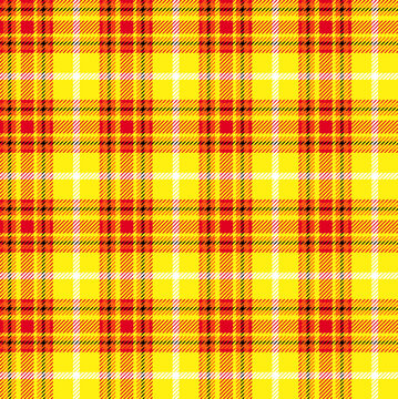 Vibrant Yellow and Red Scottish Plaid Tartan Seamless Texture for Bright Apparel Design