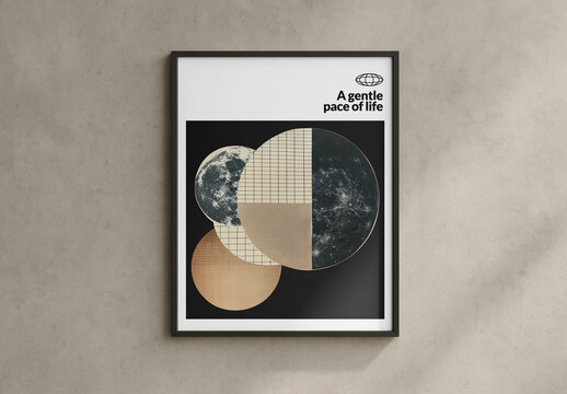 Modern Geometric Abstract Wall Art Frame Mockup PSD