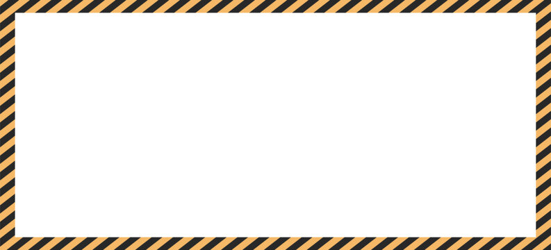 Yellow and black caution tape square frame, warning sign border template with striped for with 4x6 aspect ratio vector illustration.