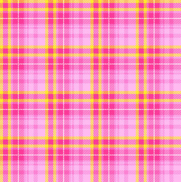 Vibrant Magenta and Pink Plaid Tartan Seamless Fabric Texture for Modern Fashion Print