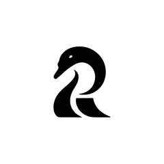 Elegant swan and letter r modern logo design