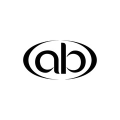 Minimalist black ab letter logo in oval frame