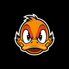 Angry orange duck head mascot for esports team
