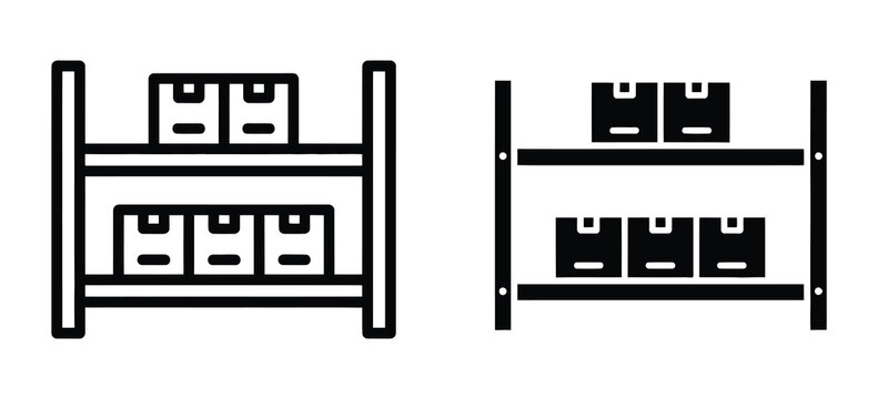 Storage rack icon in flat solid vector set. Storage rack icon vector collection. EPS 10