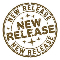 A vintage style circular stamp proclaiming a new product release