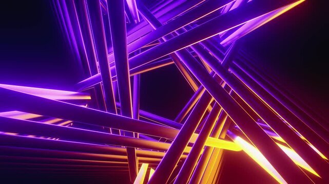 Seamless VJ loop with sharp pentagonal tunnel and glowing geometric portal for stage screens
