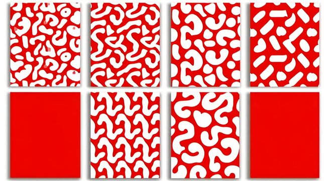 Abstract Red and White Patterns Dynamic Organic Shapes and Modern Graphic Textures for Design