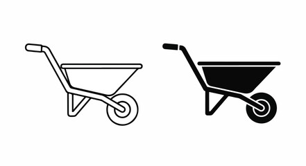 Two wheelbarrow icons in black and white line art on a plain white background.