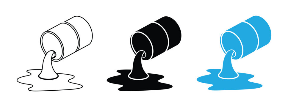 Oil spill glyph icon from barrel showing environmental pollution disaster and hazardous chemical waste leakage vector design vector solid glyph icon. 
