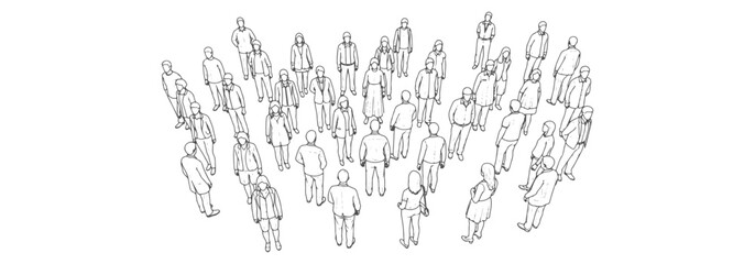 Top View Standing People CAD Blocks - Professional Line Art Scale Figures for Architectural Floor Plans and Site Layouts