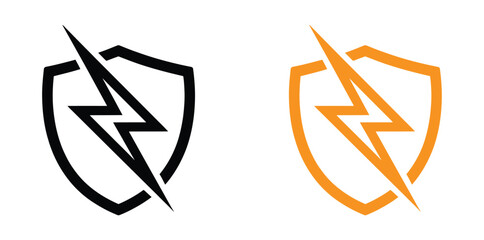 Shield with lightning bolt icon. Shield with Lightning Bolt Icon Representing Powerful Security and Protection.