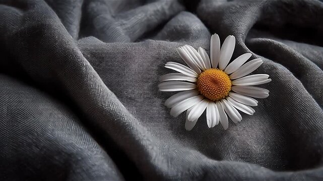 Daisies bloom gently on green screen fields concept. White daisy flower bud developing gently within blurred green background and soft light.